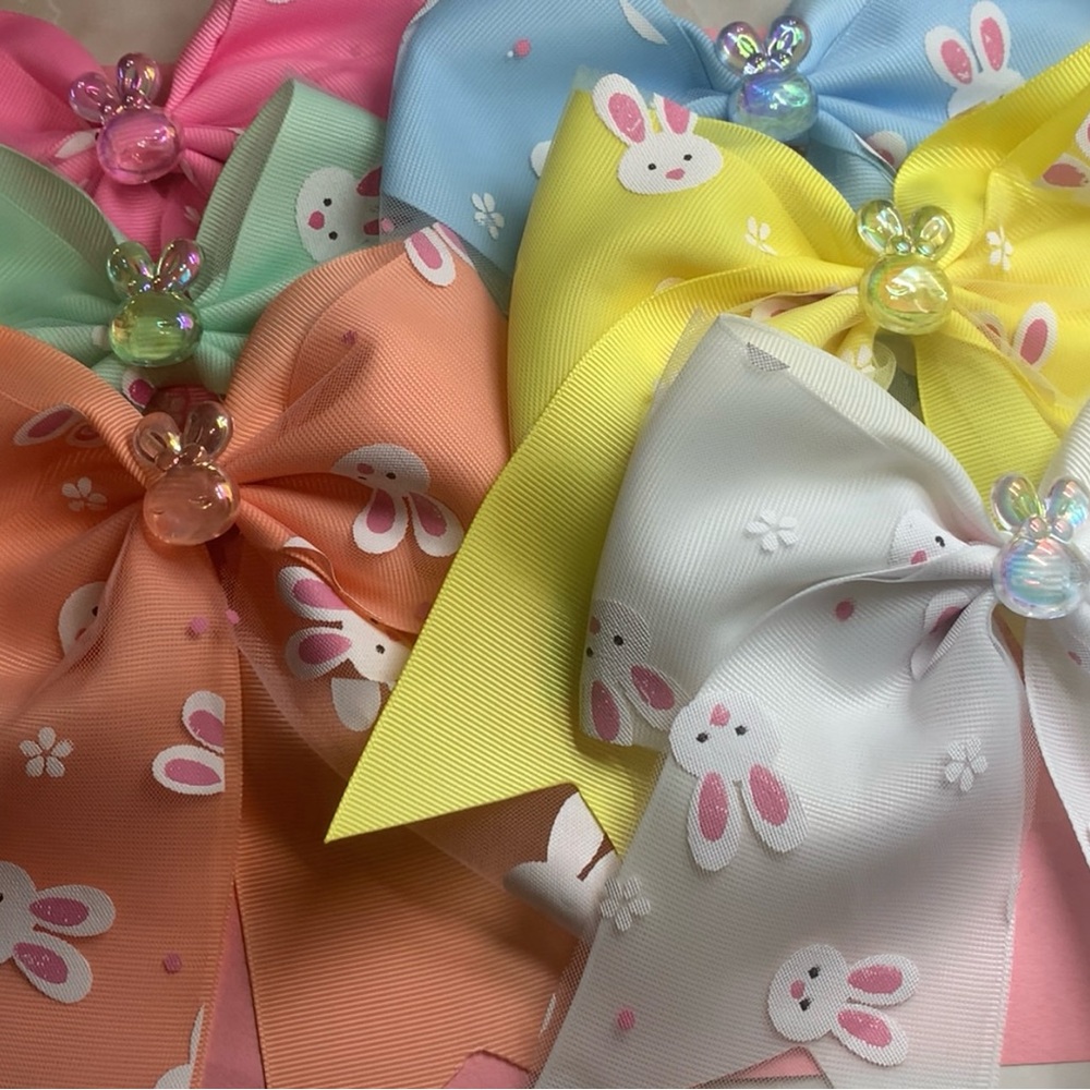 Colorful Bunny Hair Bows Set of 6